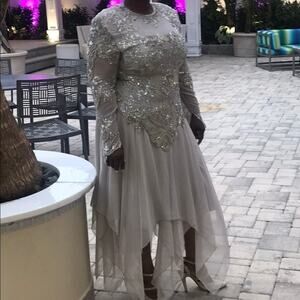 VINTAGE BEADED CHIFFON‎ EMBLISHED WEDDING, PARTY PROM DRESS